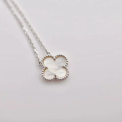 [Royal Top]CLOVER  15MM WHITE MOTHER-OF-PEARL SILVER