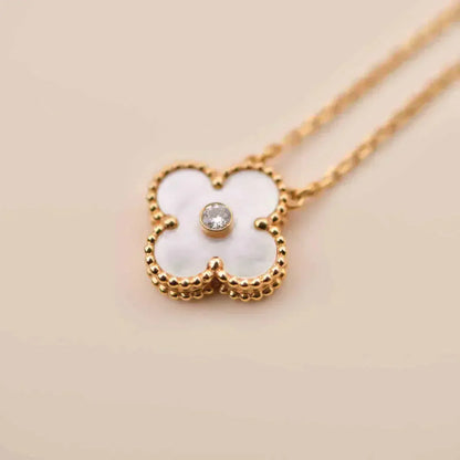 [Royal Top]CLOVER 15MM DIAMOND WHITE FRITILLARIA NECKLACE