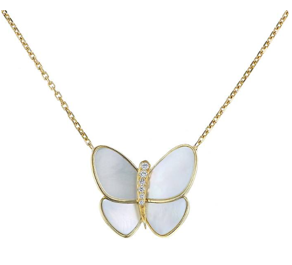 [Royal Top]BUTTERFLY GOLD MOP DIAMOND NECKLACE