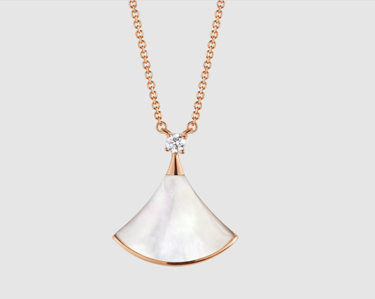 [Royal Top]DREAM NECKLACE WHITE MOP PINK GOLD 1 DIAMOND