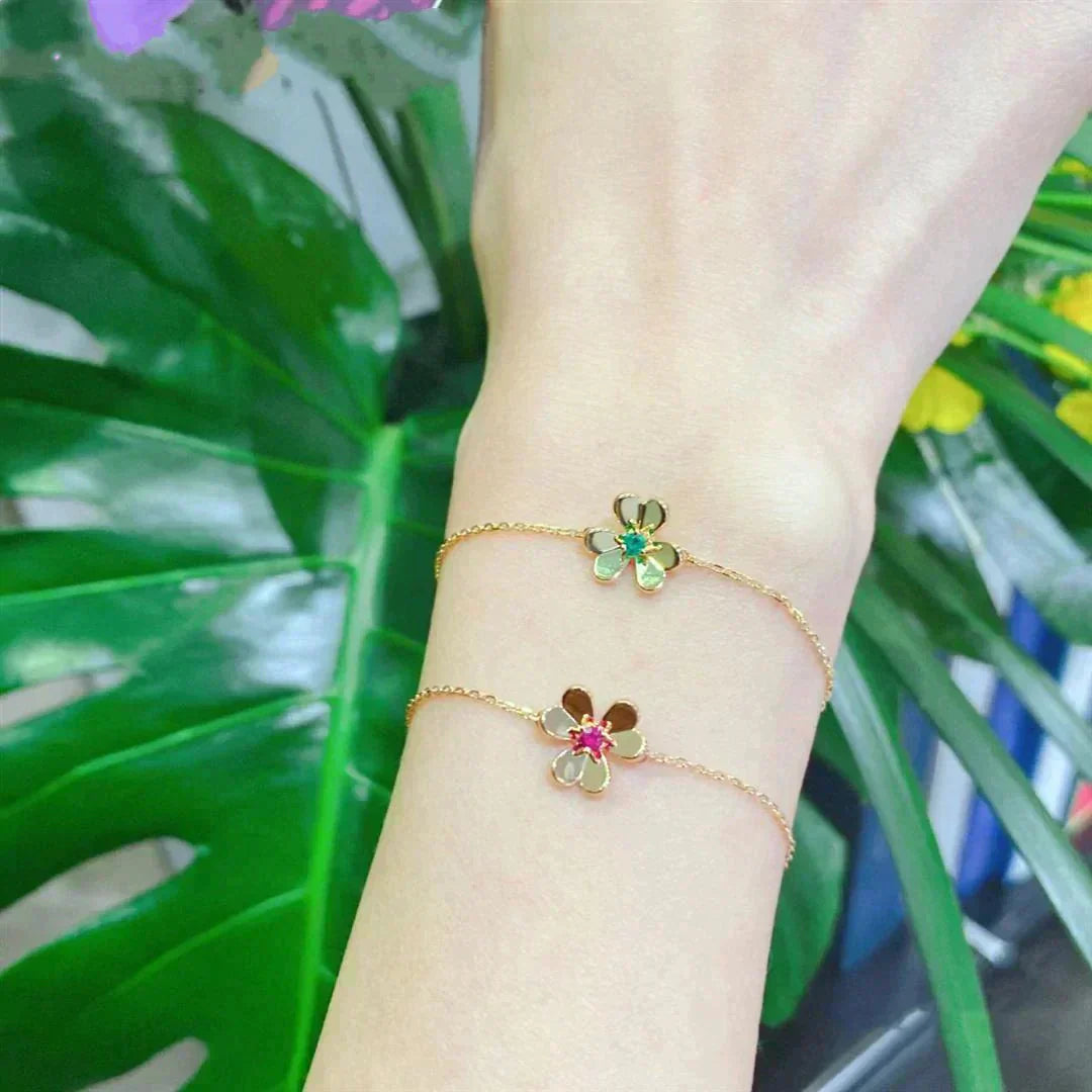 [Royal Top]FRIVOLE GOLD FLOWER PINK MALACHITE BRACELET
