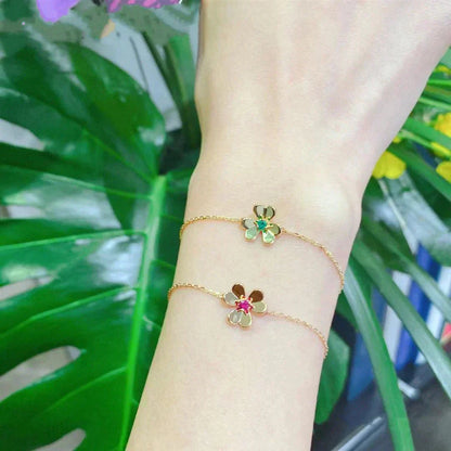 [Royal Top]FRIVOLE GOLD FLOWER PINK MALACHITE BRACELET