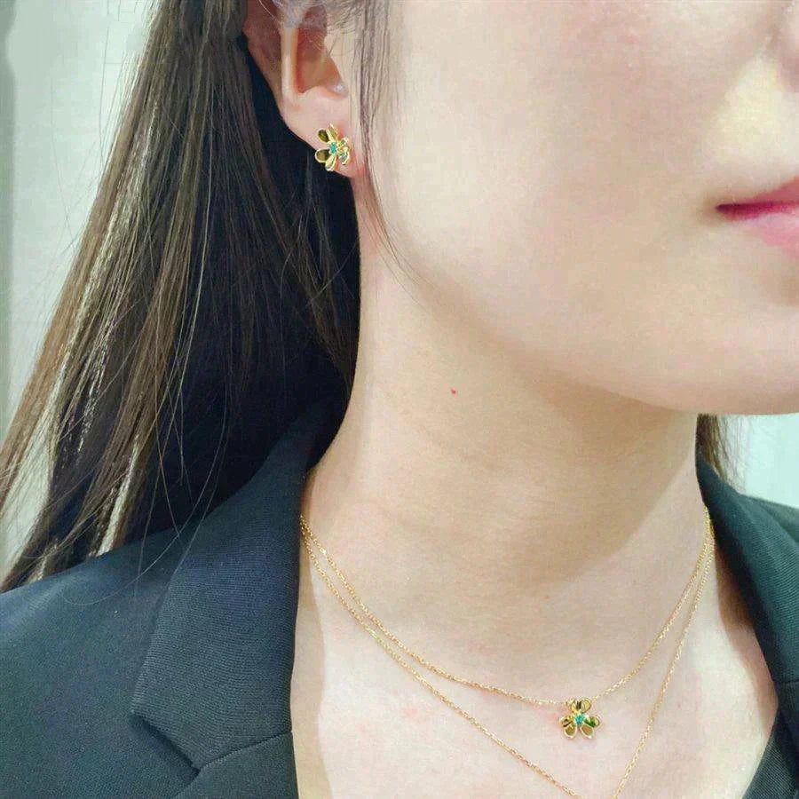 [Royal Top]FRIVOLE  FLOWER MALACHITE EARRINGS