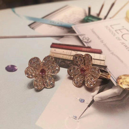 [Royal Top]FRIVOLE PINK GOLD FLOWER DIAMOND EARRINGS
