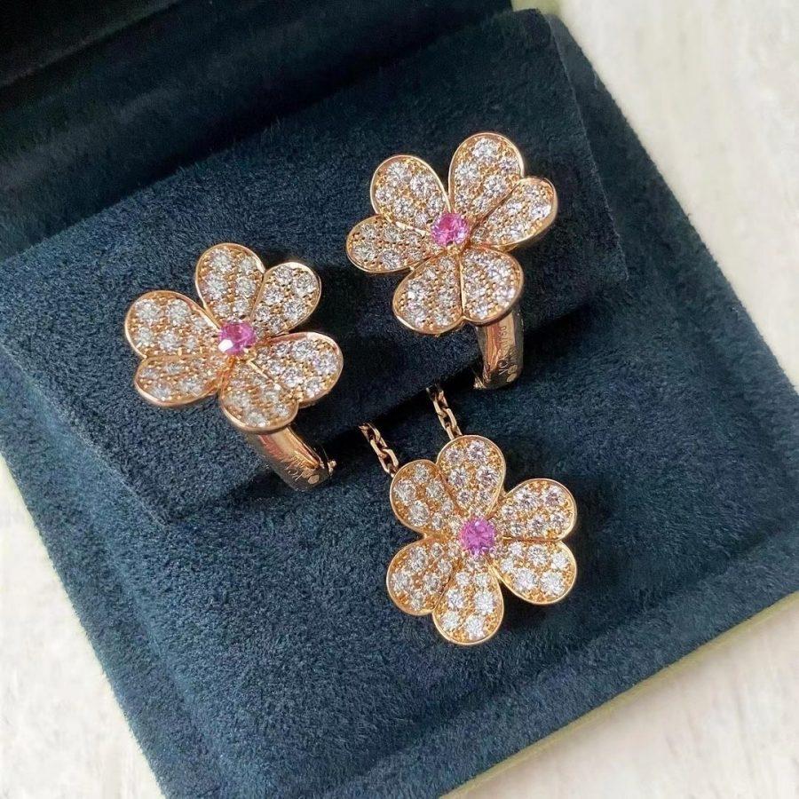 [Royal Top]FRIVOLE PINK GOLD FLOWER DIAMOND EARRINGS