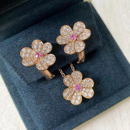 [Royal Top]FRIVOLE PINK GOLD FLOWER DIAMOND EARRINGS