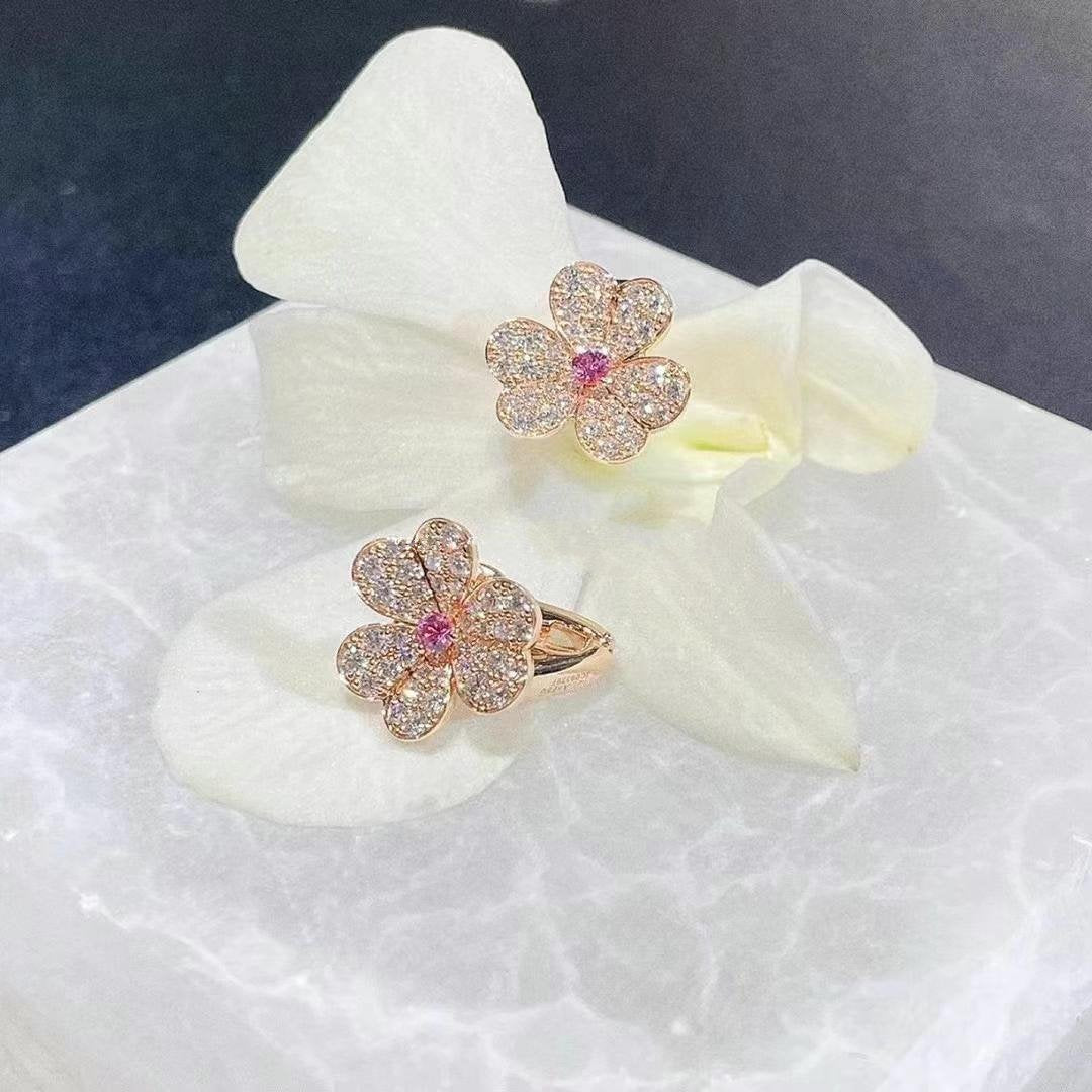 [Royal Top]FRIVOLE PINK GOLD FLOWER DIAMOND EARRINGS