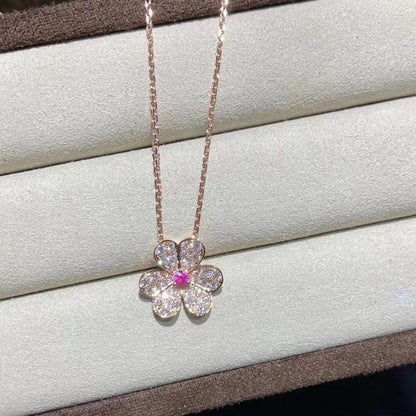 [Royal Top]FRIVOLE ROSE GOLD FLOWER DIAMOND NECKLACE