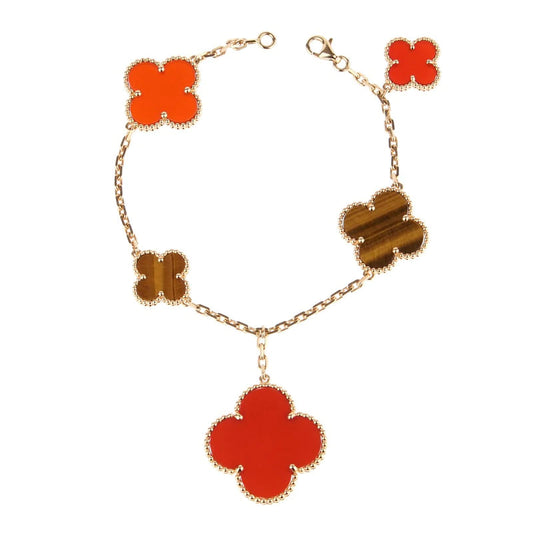 [Royal Top]CLOVER BRACELET 5 MOTIFS CARNELIAN TIGER EYE