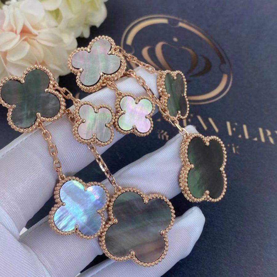 [Royal Top]CLOVER EARRINGS DARK MOP 4 MOTIFS ROSE GOLD