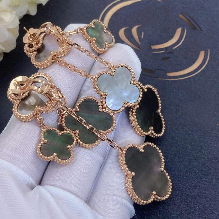 [Royal Top]CLOVER EARRINGS DARK MOP 4 MOTIFS ROSE GOLD