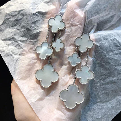 [Royal Top]CLOVER EARRINGS WHITE MOP 4 MOTIFS SILVER