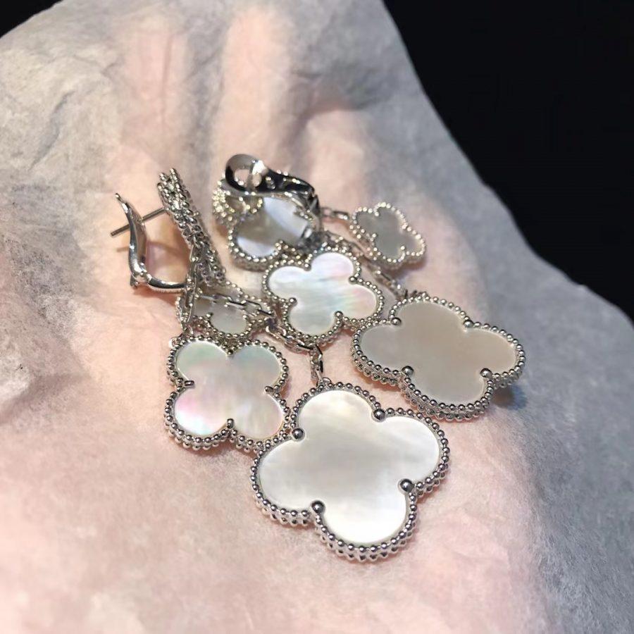 [Royal Top]CLOVER EARRINGS WHITE MOP 4 MOTIFS SILVER