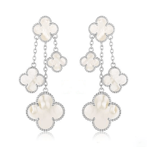 [Royal Top]CLOVER EARRINGS WHITE MOP 4 MOTIFS SILVER