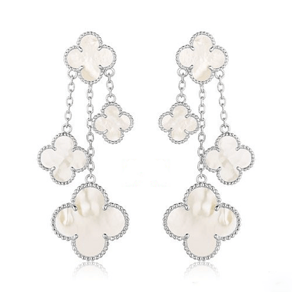[Royal Top]CLOVER EARRINGS WHITE MOP 4 MOTIFS SILVER