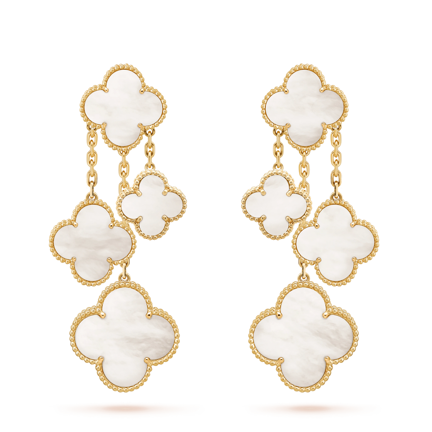 [Royal Top]CLOVER EARRINGS WHITE MOP 4 MOTIFS GOLD