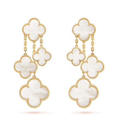 [Royal Top]CLOVER EARRINGS WHITE MOP 4 MOTIFS GOLD
