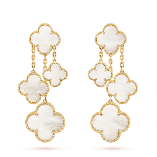 [Royal Top]CLOVER EARRINGS WHITE MOP 4 MOTIFS GOLD