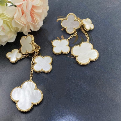[Royal Top]CLOVER EARRINGS WHITE MOP 4 MOTIFS GOLD