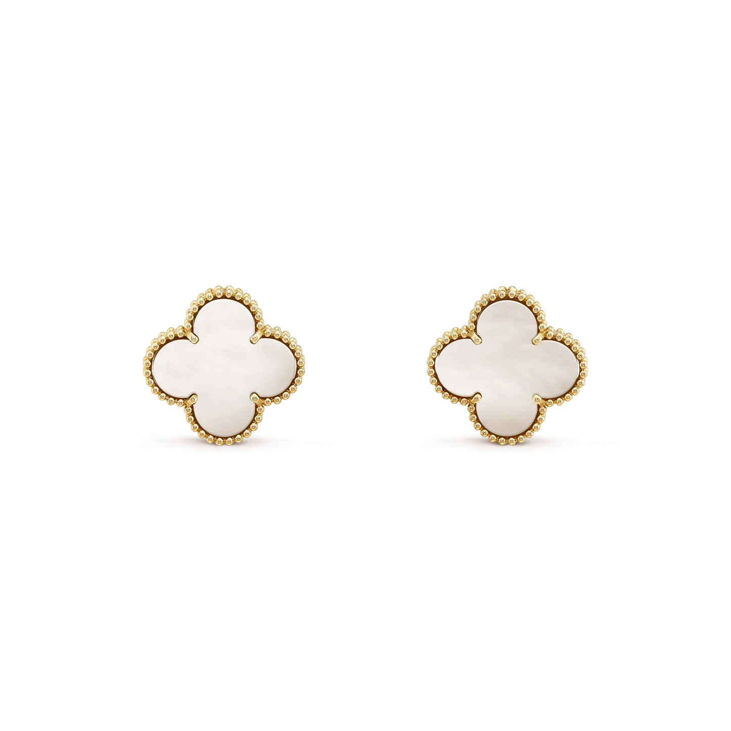 [Royal Top]CLOVER MEDIUM 1 MOTIFS  WHITE MOP STUD EARRINGS