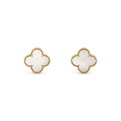 [Royal Top]CLOVER MEDIUM 1 MOTIFS  WHITE MOP STUD EARRINGS