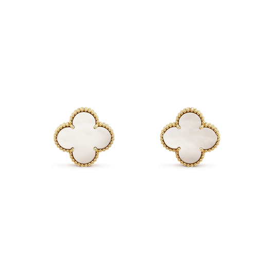 [Royal Top]CLOVER MEDIUM 1 MOTIFS  WHITE MOP STUD EARRINGS