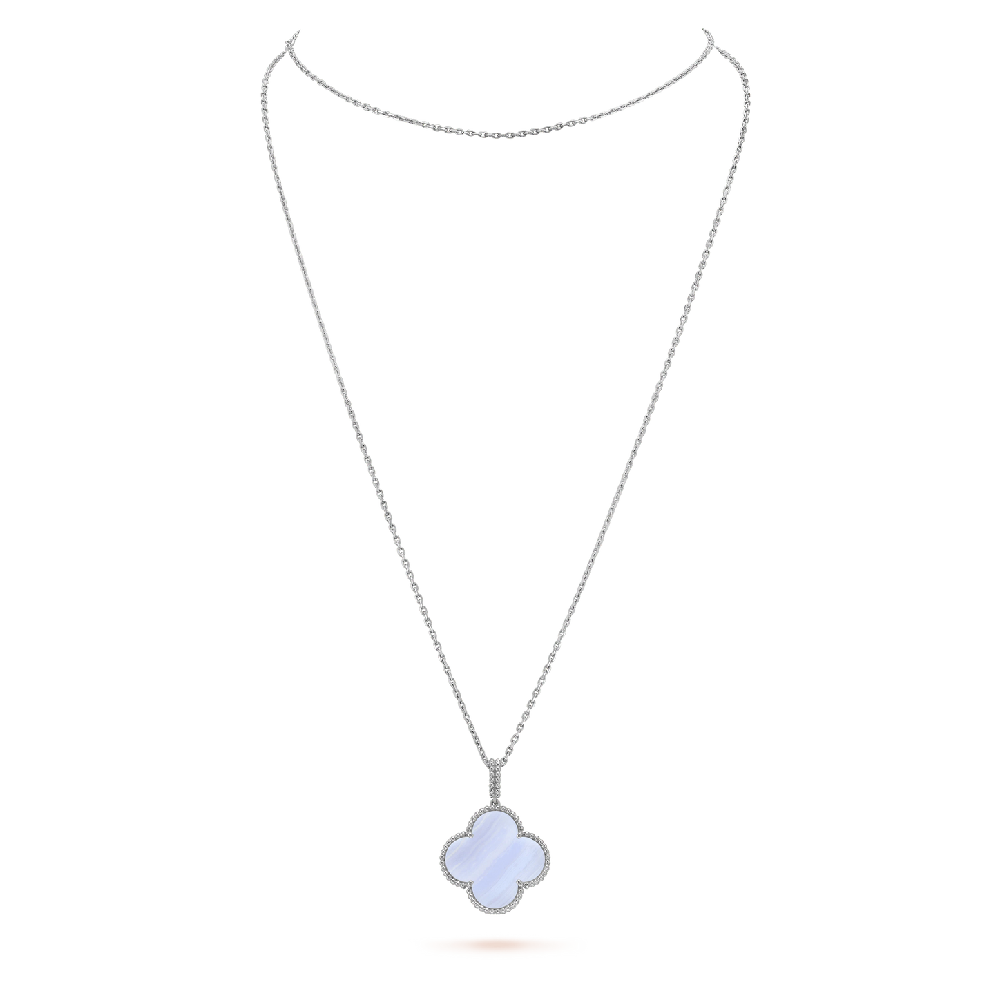 [Royal Top]CLOVER SILVER CHALCEDONY BIG CLOVER NECKLACE