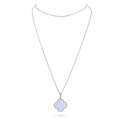 [Royal Top]CLOVER SILVER CHALCEDONY BIG CLOVER NECKLACE
