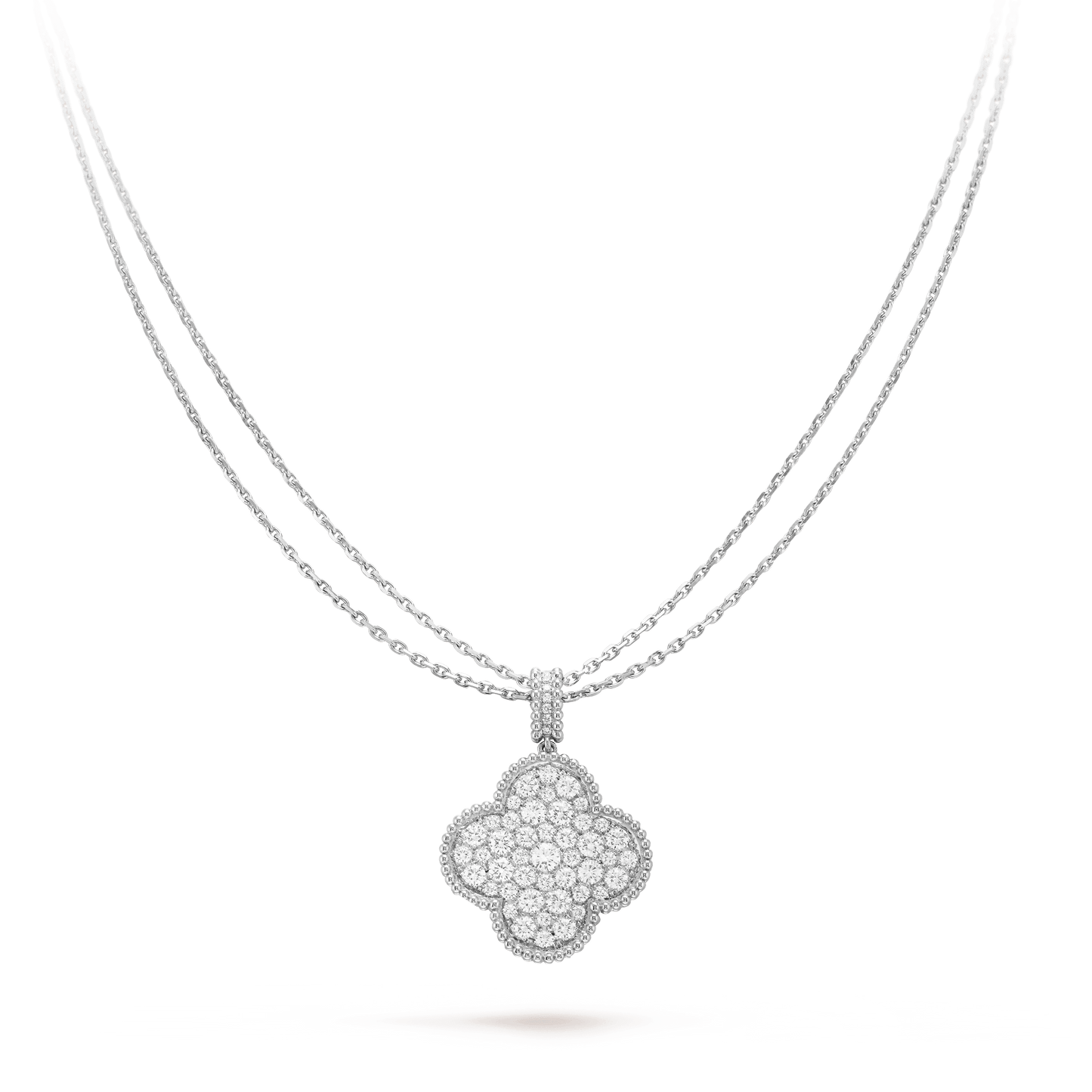 [Royal Top]CLOVER 25MM SILVER FULL DIAMOND BIG CLOVER NECKLACE