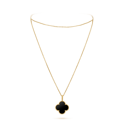 [Royal Top]CLOVER 25MM GOLD ONYX BIG CLOVER NECKLACE