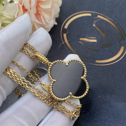 [Royal Top]CLOVER 25MM GOLD ONYX BIG CLOVER NECKLACE