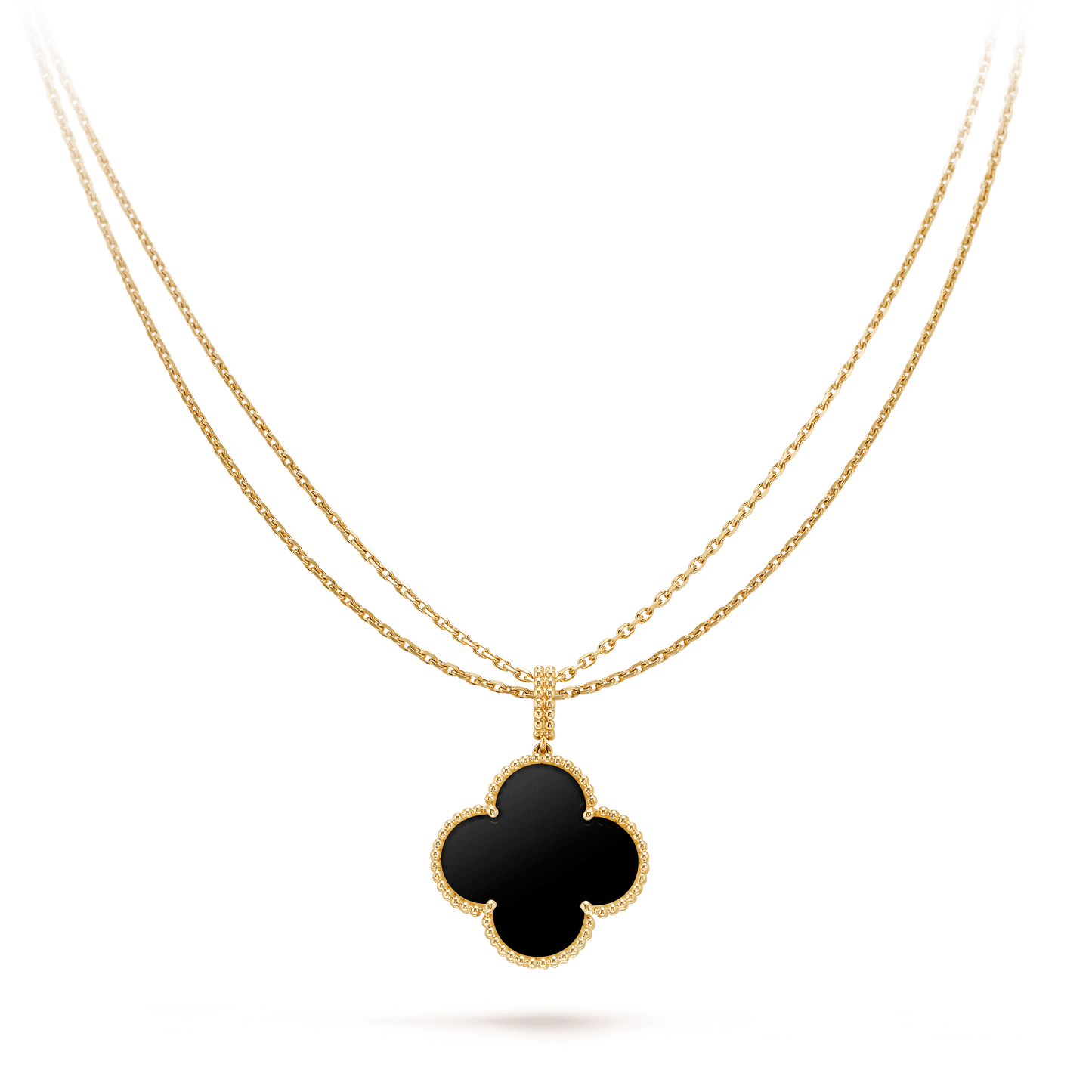 [Royal Top]CLOVER 25MM GOLD ONYX BIG CLOVER NECKLACE