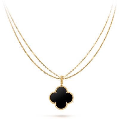 [Royal Top]CLOVER 25MM GOLD ONYX BIG CLOVER NECKLACE