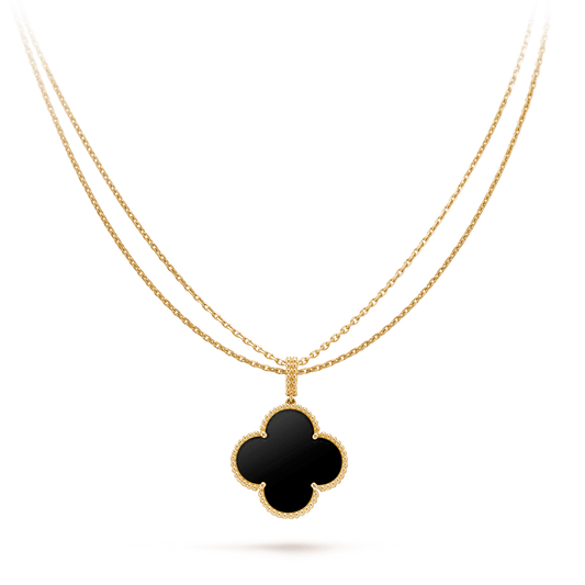 [Royal Top]CLOVER 25MM GOLD ONYX BIG CLOVER NECKLACE