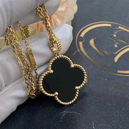 [Royal Top]CLOVER 25MM GOLD ONYX BIG CLOVER NECKLACE