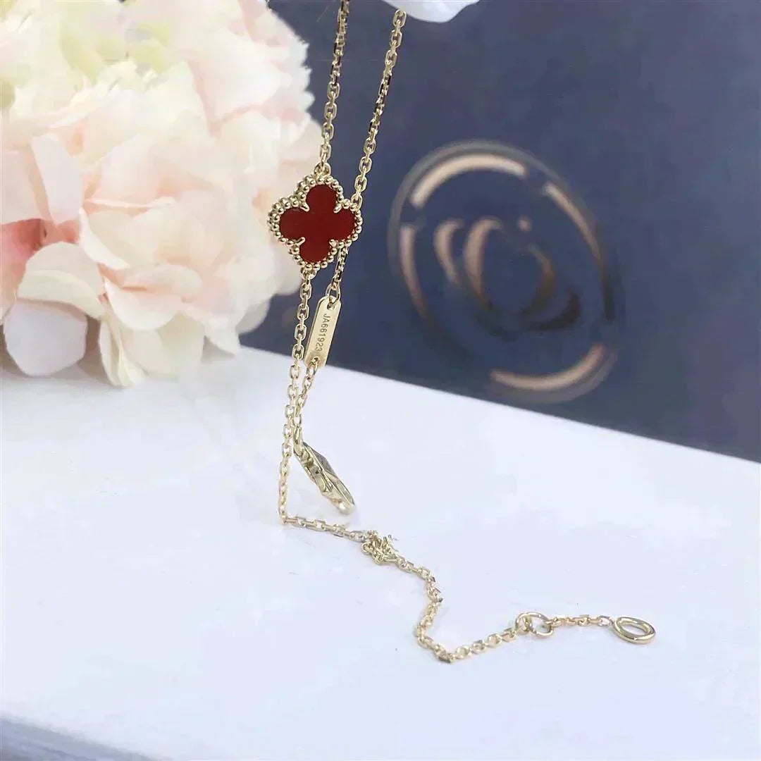 [Royal Top]CLOVER  CARNELIAN SINGLE FLOWER BRACELET