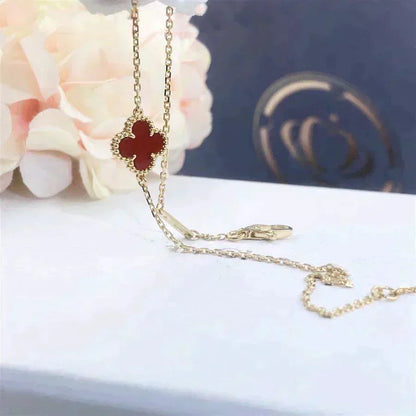 [Royal Top]CLOVER  CARNELIAN SINGLE FLOWER BRACELET