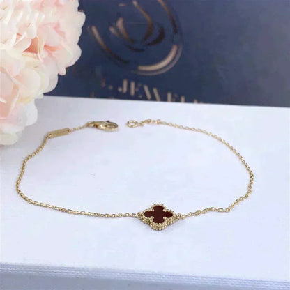 [Royal Top]CLOVER  CARNELIAN SINGLE FLOWER BRACELET