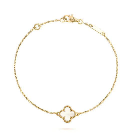 [Royal Top]CLOVER WHITE MOP SINGLE FLOWER BRACELET