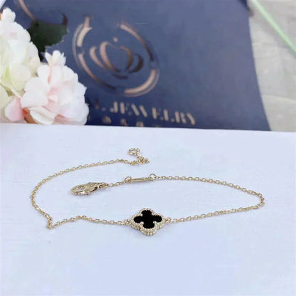 [Royal Top]CLOVER ONYX SINGLE FLOWER BRACELET