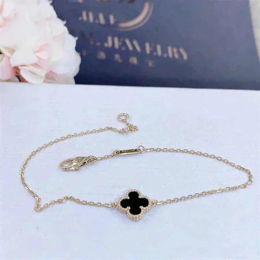 [Royal Top]CLOVER ONYX SINGLE FLOWER BRACELET