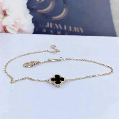 [Royal Top]CLOVER ONYX SINGLE FLOWER BRACELET