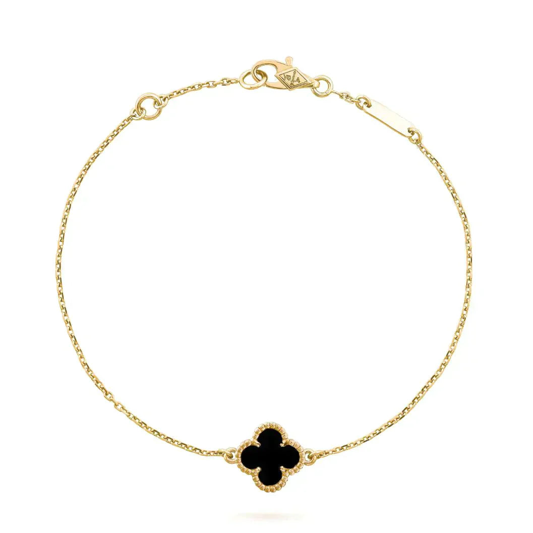 [Royal Top]CLOVER ONYX SINGLE FLOWER BRACELET