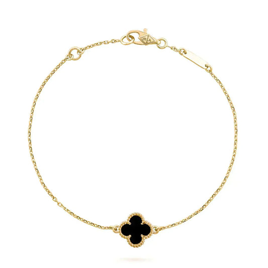 [Royal Top]CLOVER ONYX SINGLE FLOWER BRACELET