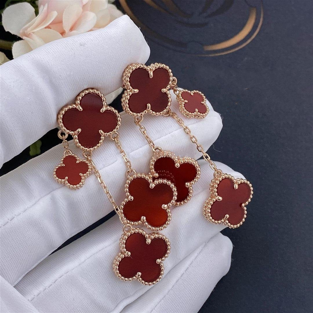 [Royal Top]CLOVER EARRINGS CARNELIAN 4 MOTIFS PINK GOLD