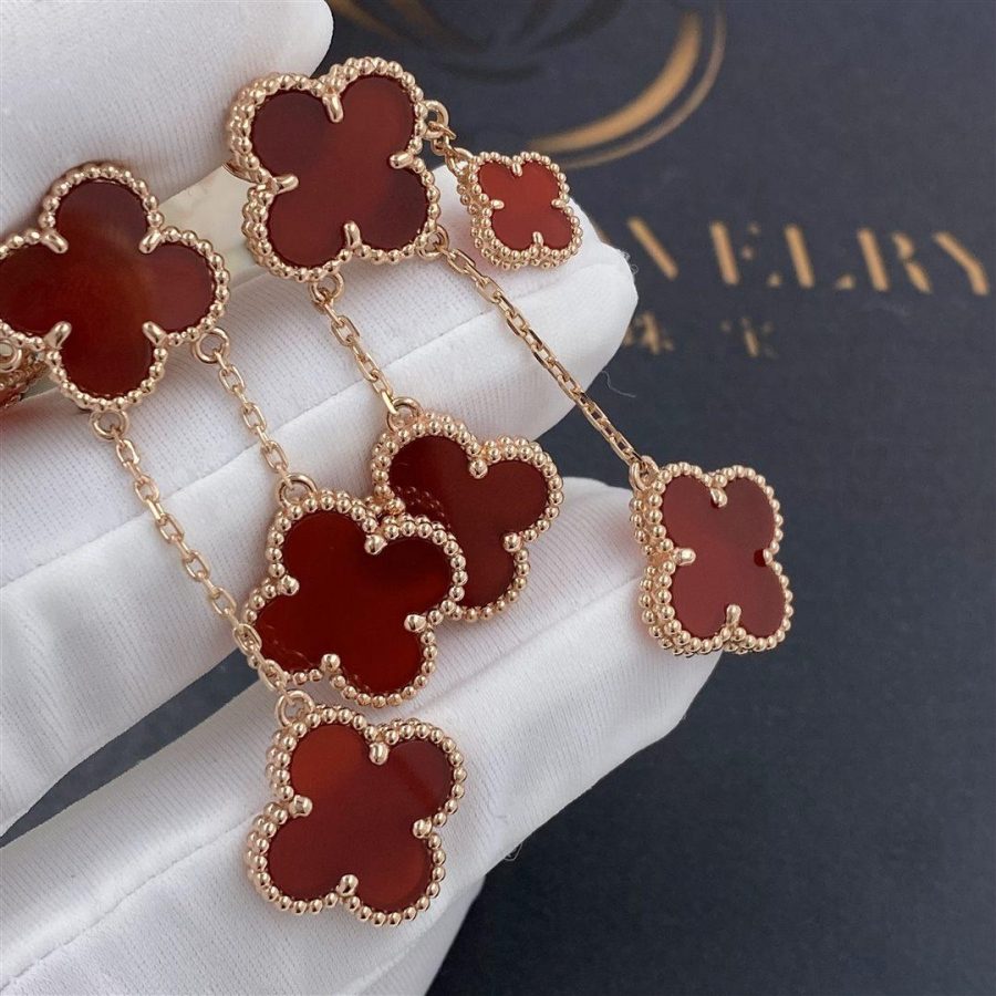 [Royal Top]CLOVER EARRINGS CARNELIAN 4 MOTIFS PINK GOLD