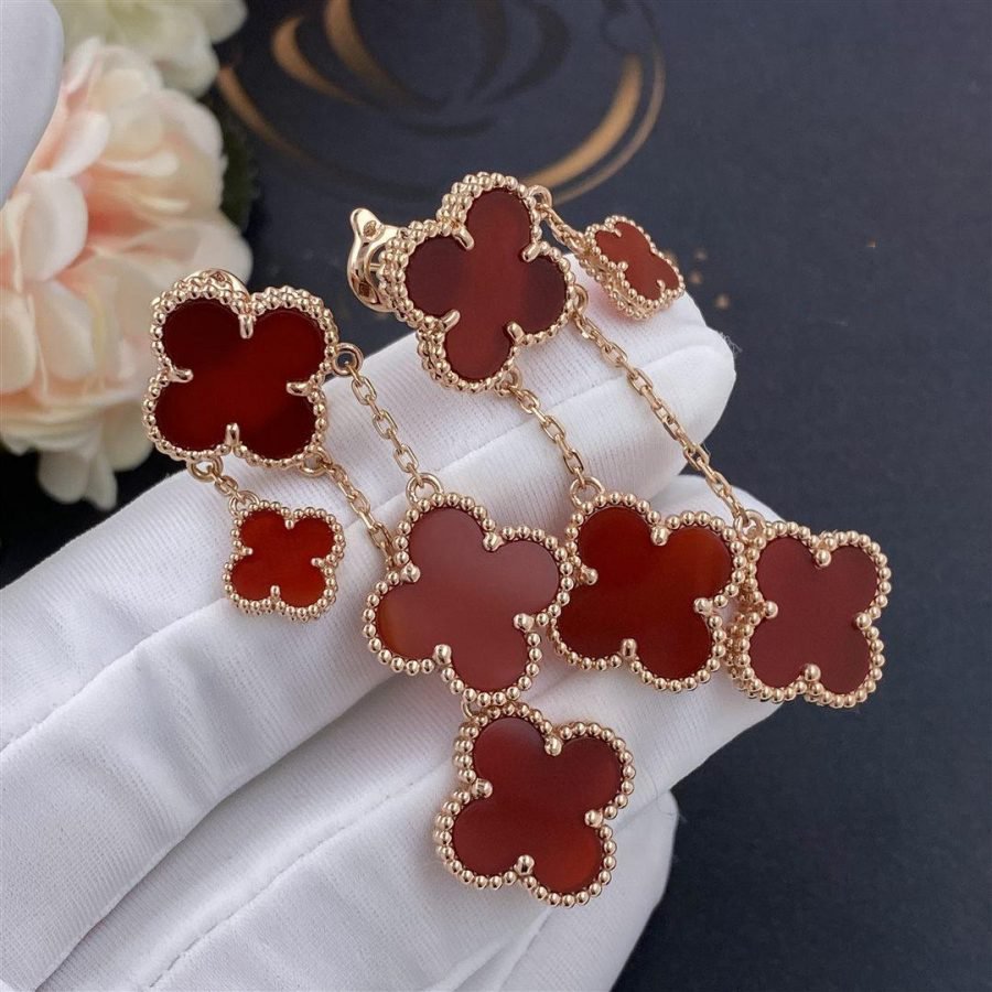 [Royal Top]CLOVER EARRINGS CARNELIAN 4 MOTIFS PINK GOLD