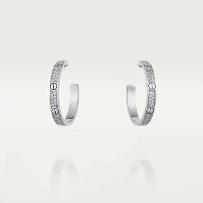 [Royal Top]LOVE DIAMOND SILVER HOOP EARRINGS