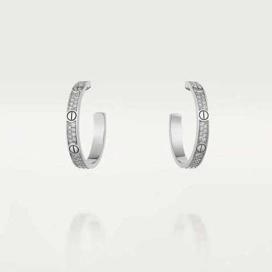 [Royal Top]LOVE DIAMOND SILVER HOOP EARRINGS