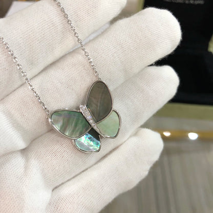 [Royal Top]LARGE BUTTERFLY SILVER PENDANT DIAMOND NECKLACE